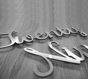 Our floating script lettering offers a modern and stylish solution for house names and numbers. Available in a wide range of colours and sizes, it
