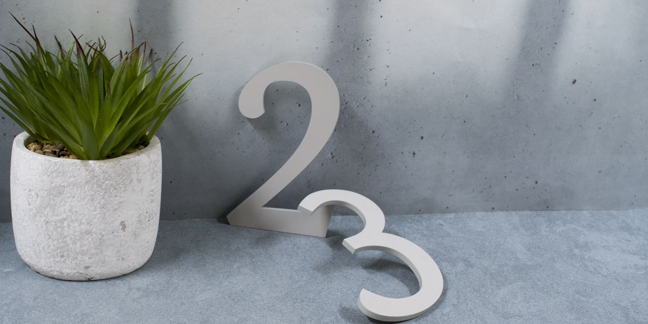 Matt Finish Flat Cut Numbers in 5mm Acrylic