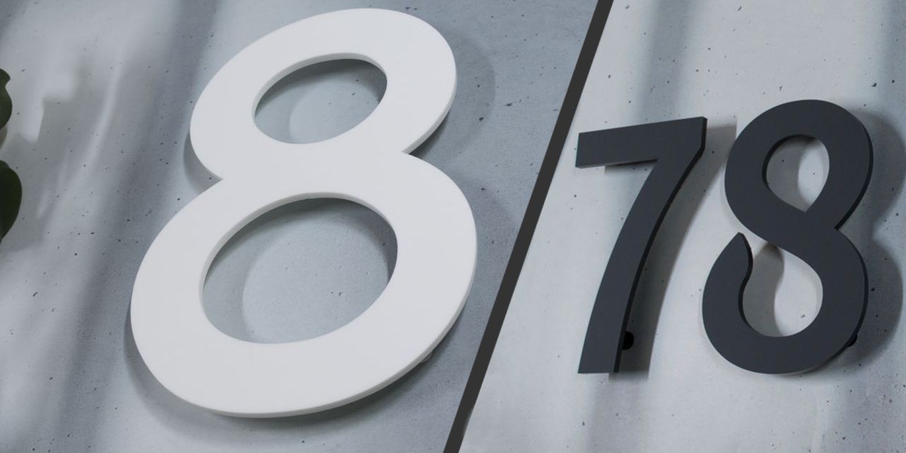 Modern wall-mounted floating house numbers