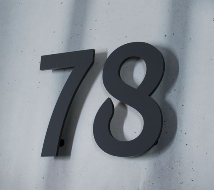 Modern wall-mounted floating house numbers