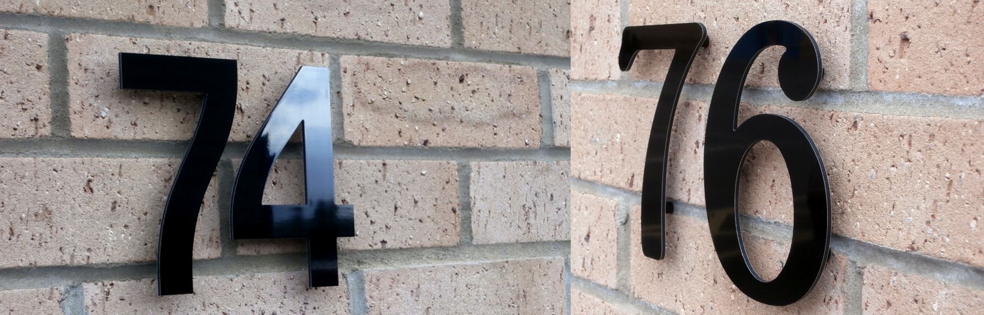 Gloss black aluminium floating house numbers