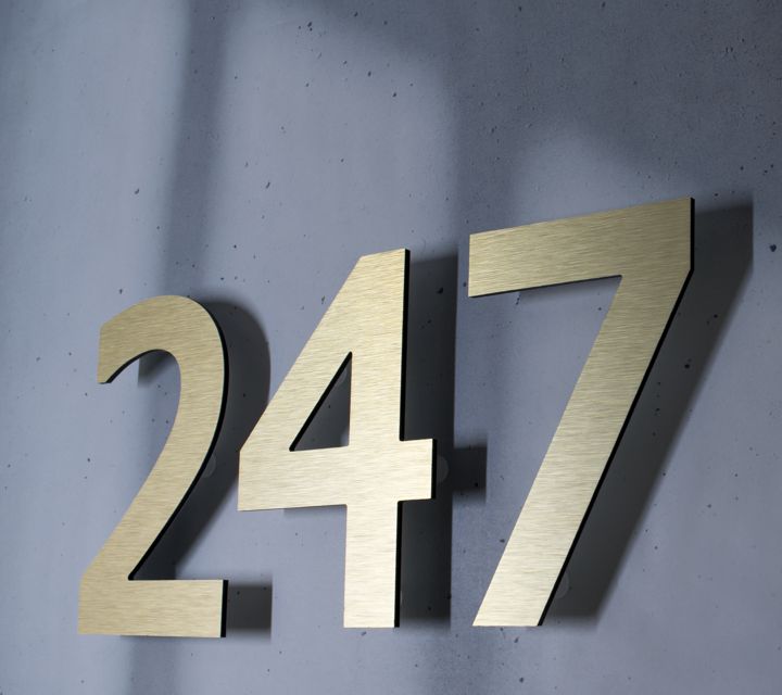 Brushed Gold Effect Floating House Numbers