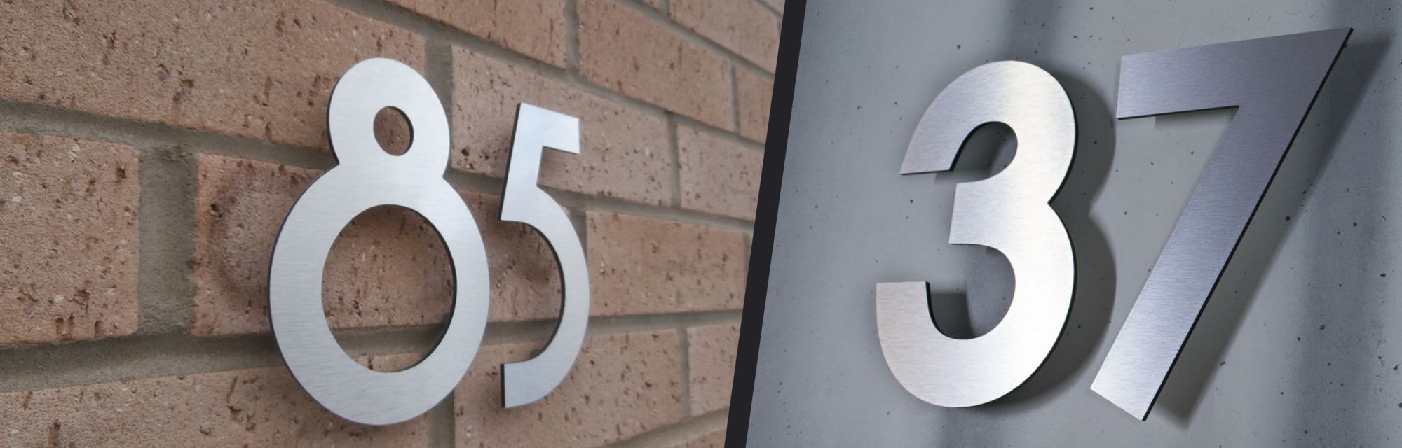 Brushed aluminium floating house numbers