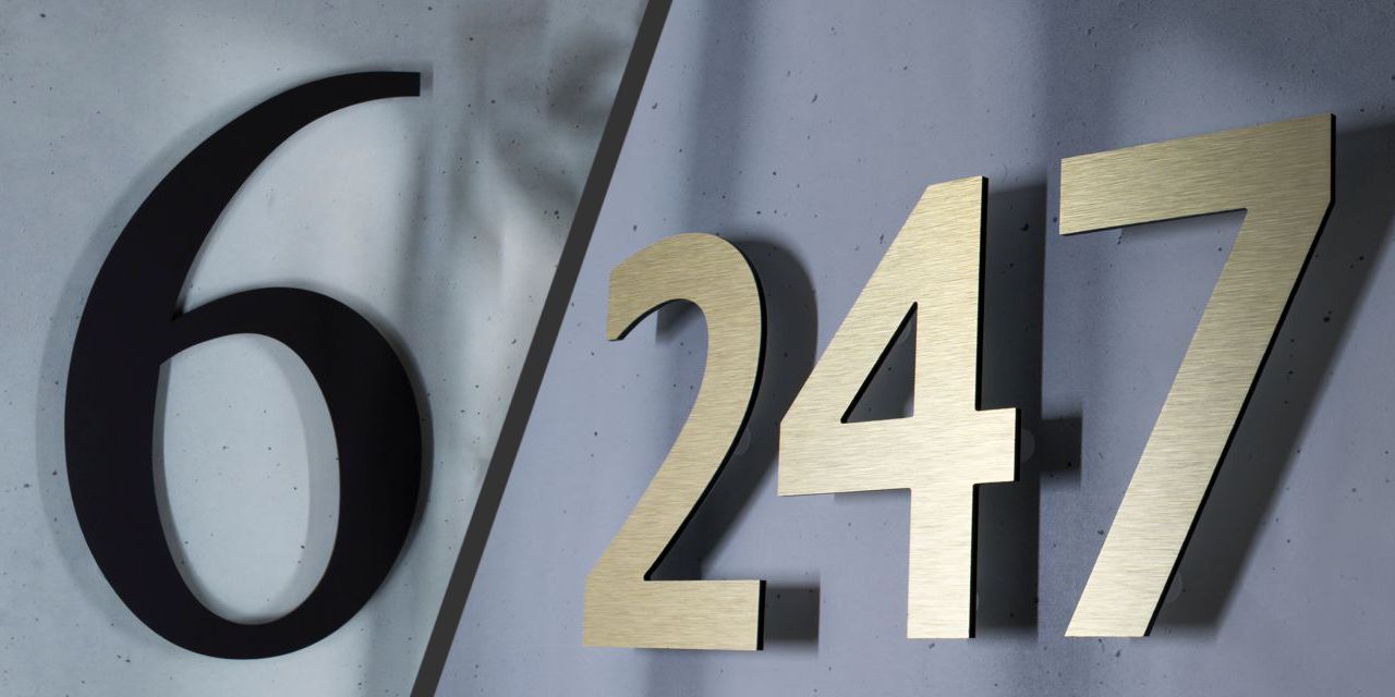Modern wall-mounted floating house numbers