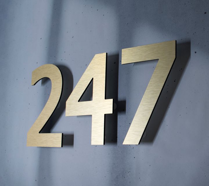 Modern wall-mounted floating house numbers