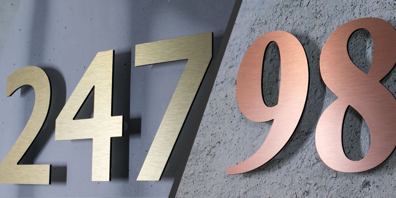 Modern wall-mounted floating house numbers