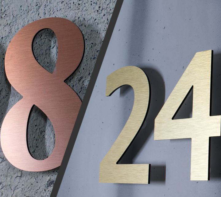 Modern wall-mounted floating house numbers