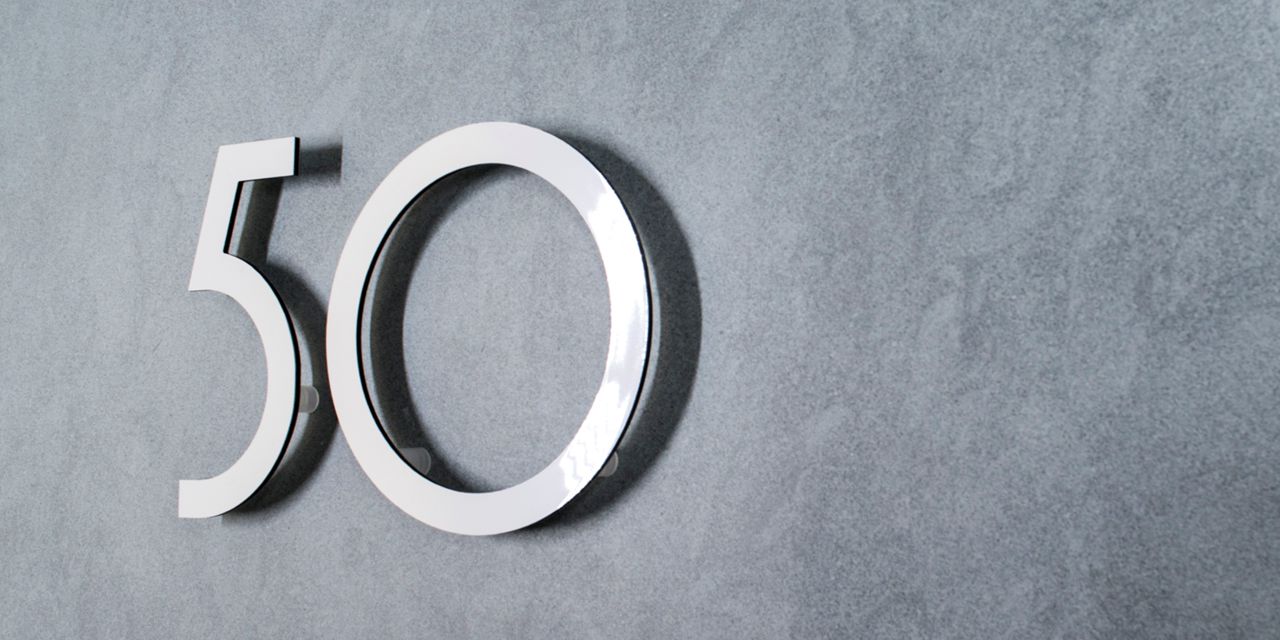 Gloss white aluminium floating house numbers