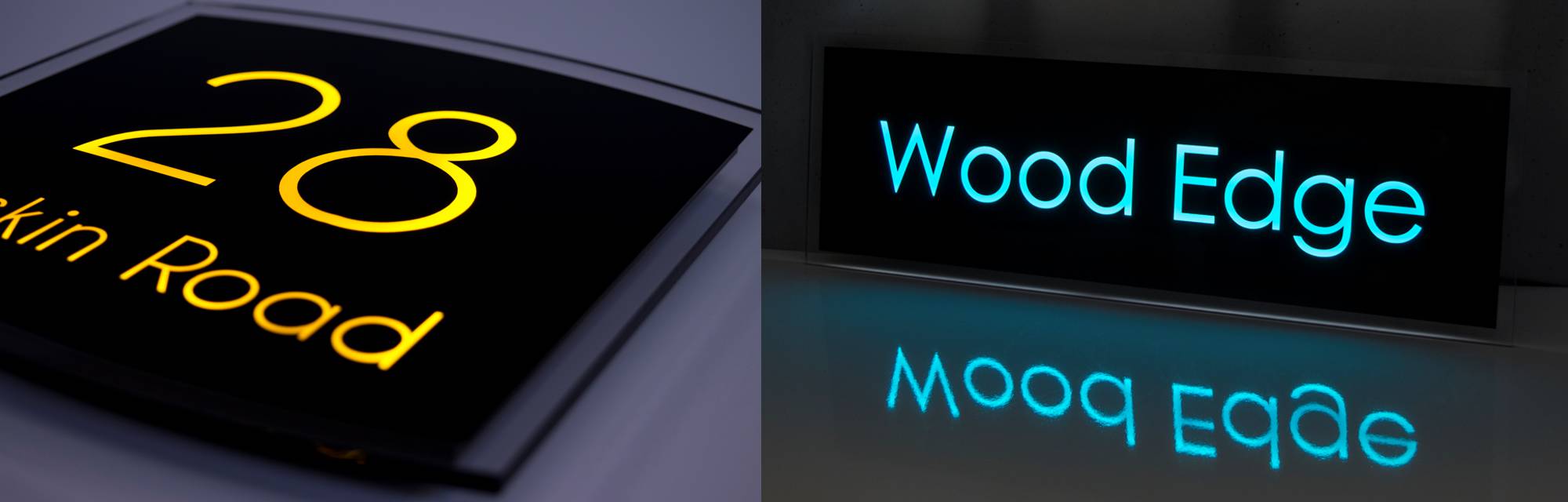 Sirius LED, High end back lit LED personalised house number and name sign 